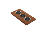BOCCHI Wood Board with 3 Round Stainless Steel Bowls F/1616, 1618, 1633 (inner ledge), 2320 0010