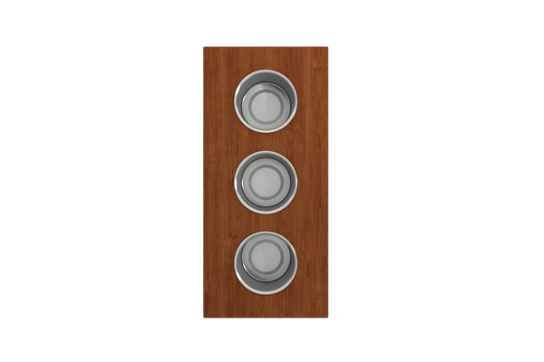 BOCCHI Wood Board with 3 Round Stainless Steel Bowls