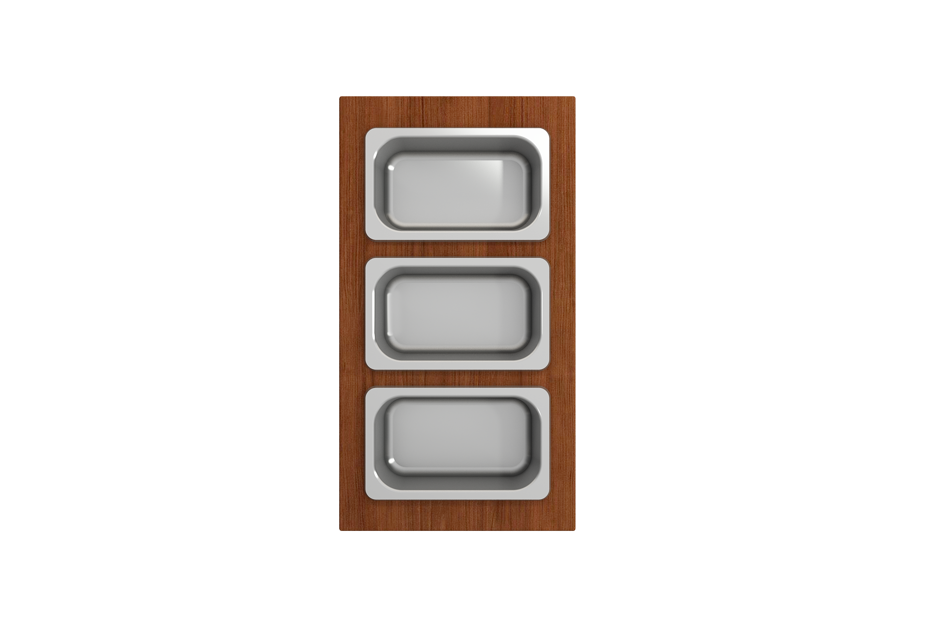 BOCCHI Wood Board with 3 Rectangular Stainless Steel Bowls F/1616, 1618, 1633 (inner ledge), 2320 0012