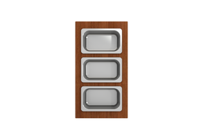 Alternate Image for BOCCHI Wood Board with 3 Rectangular Stainless Steel Bowls F/1616, 1618, 1633 (inner ledge), 2320 0012