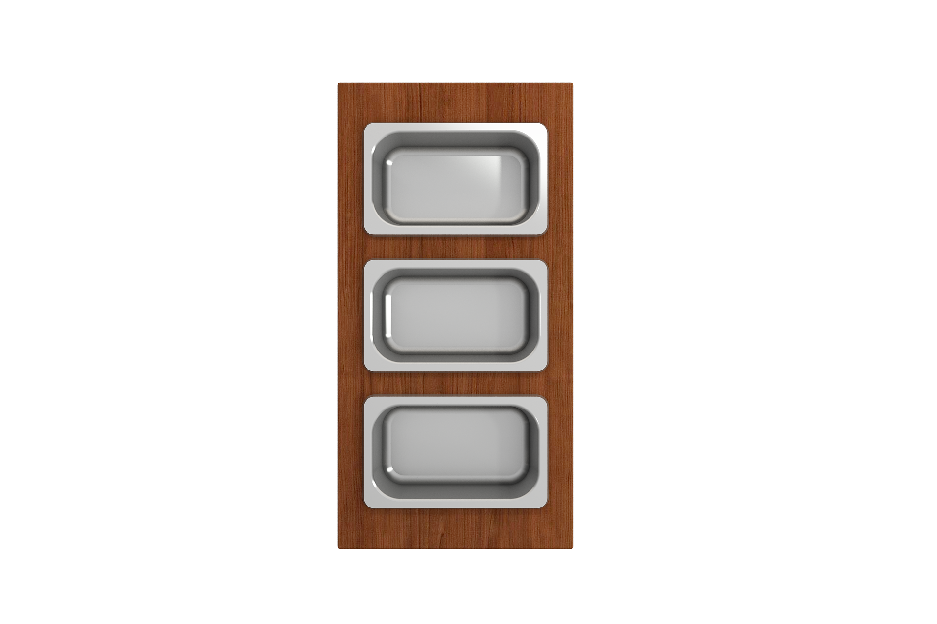 BOCCHI Wood Board with 3 Rectangular Stainless Steel Bowls