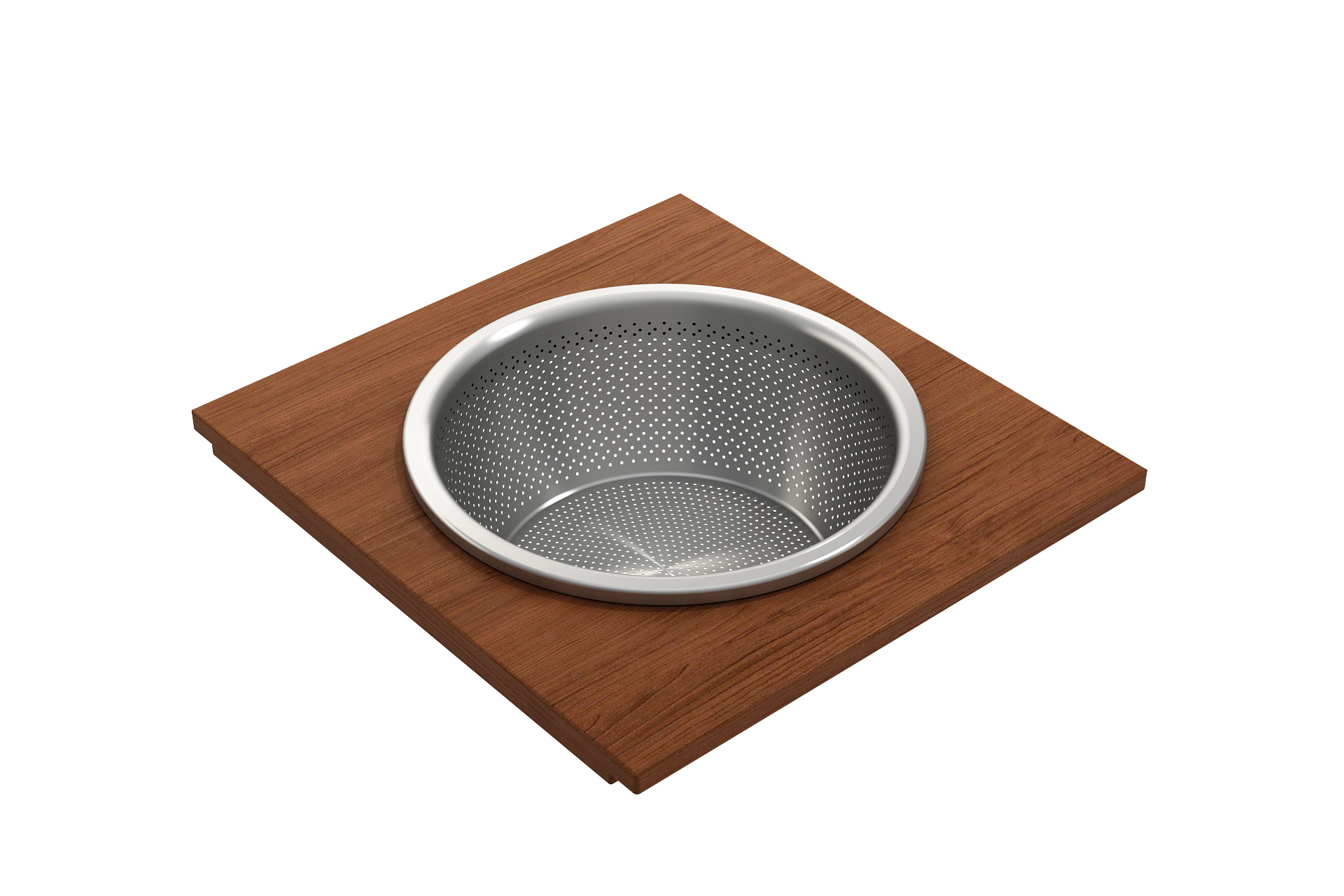 BOCCHI Wood Board with Large Round Stainless Steel Mixing Bowl and Colander F/1616, 1618, 1633 (inner ledge), 2320 0014
