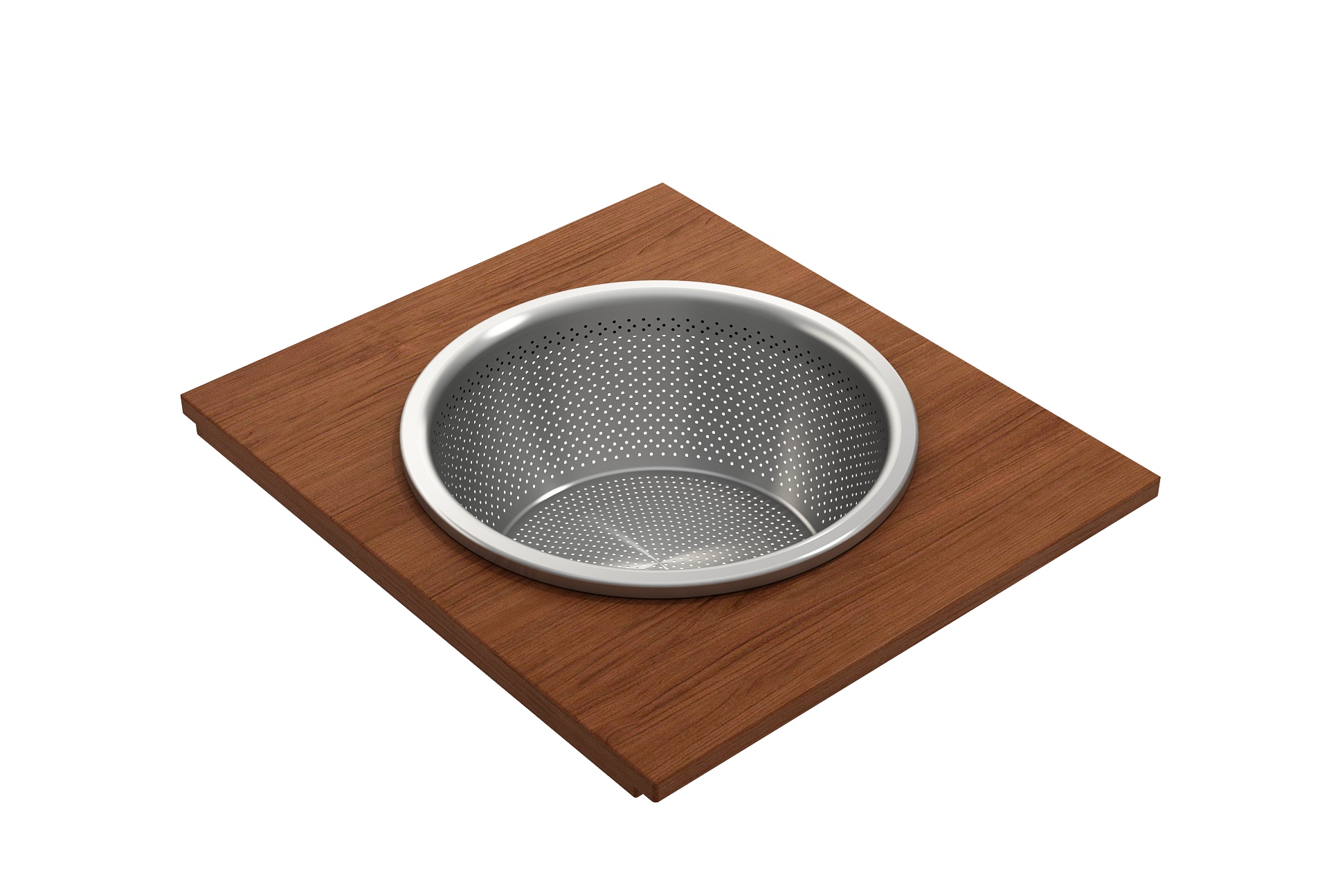 BOCCHI Wood Board with Large Round Stainless Steel Mixing Bowl and Colander