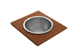 BOCCHI Wood Board with Large Round Stainless Steel Mixing Bowl and Colander
