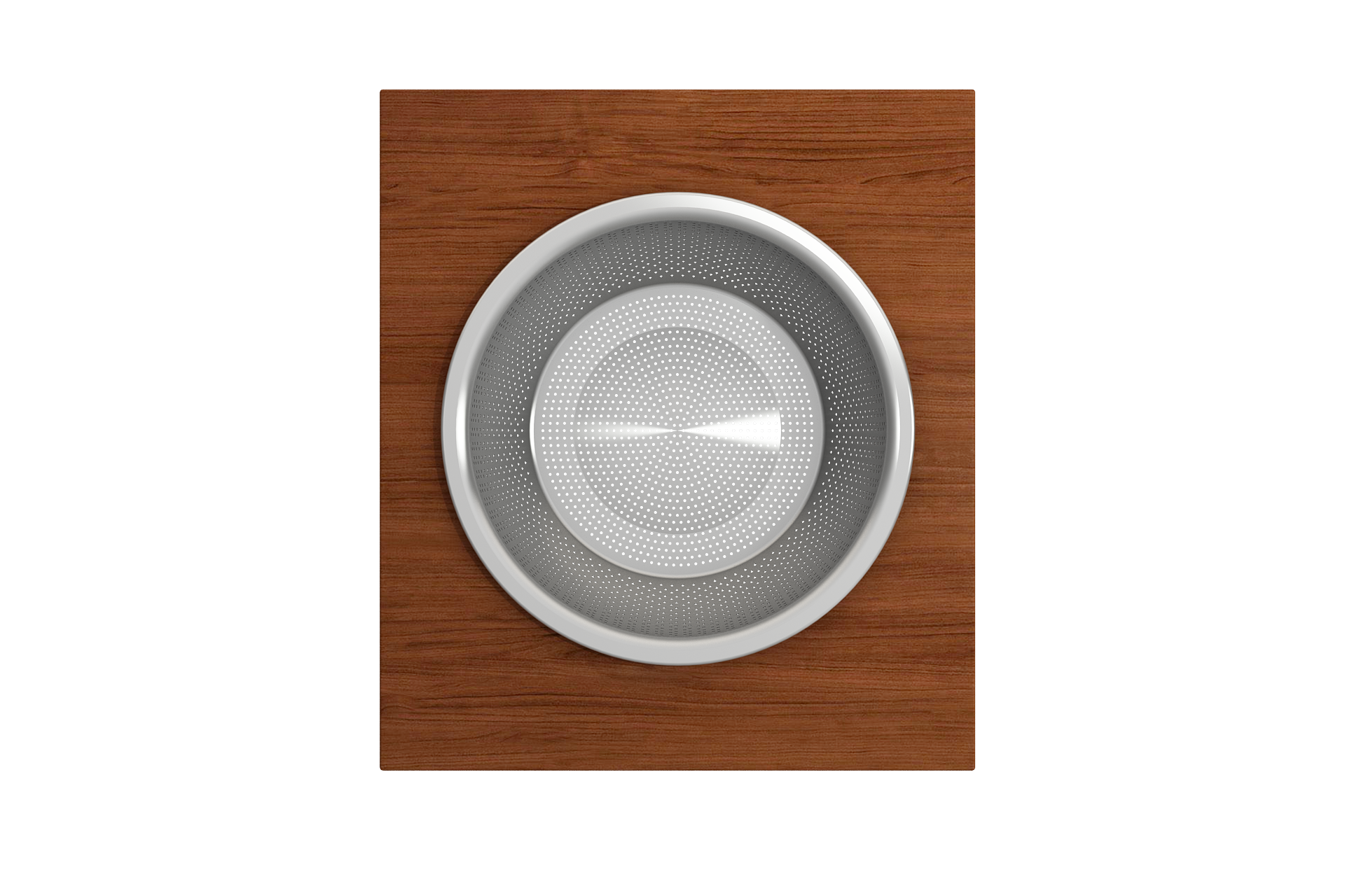 BOCCHI Wood Board with Large Round Stainless Steel Mixing Bowl and Colander