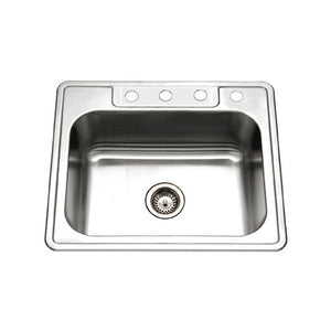 Alternate Image for Houzer 25" Stainless Steel Topmount Single Bowl Kitchen Sink, 20 Gauge, 2522-8BS4-1