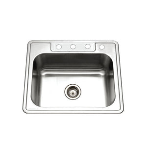 Alternate Image for Houzer 25" Stainless Steel Topmount Single Bowl Kitchen Sink, 18 Gauge, 2522-9BS4-1