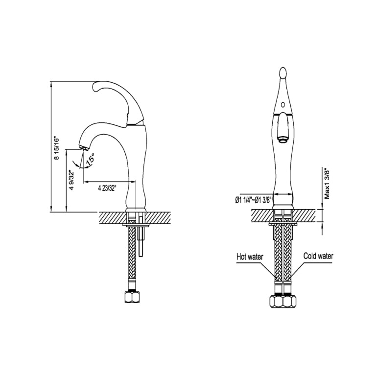 Dawn 9" 1.2 GPM Bathroom Faucet, Chrome, AB08 1157C - The Sink Boutique