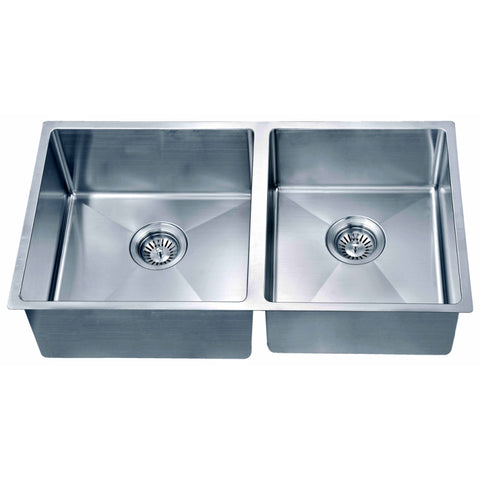 Dawn 32" Stainless Steel Undermount 55/45 Double Bowl Kitchen Sink, SRU301616R