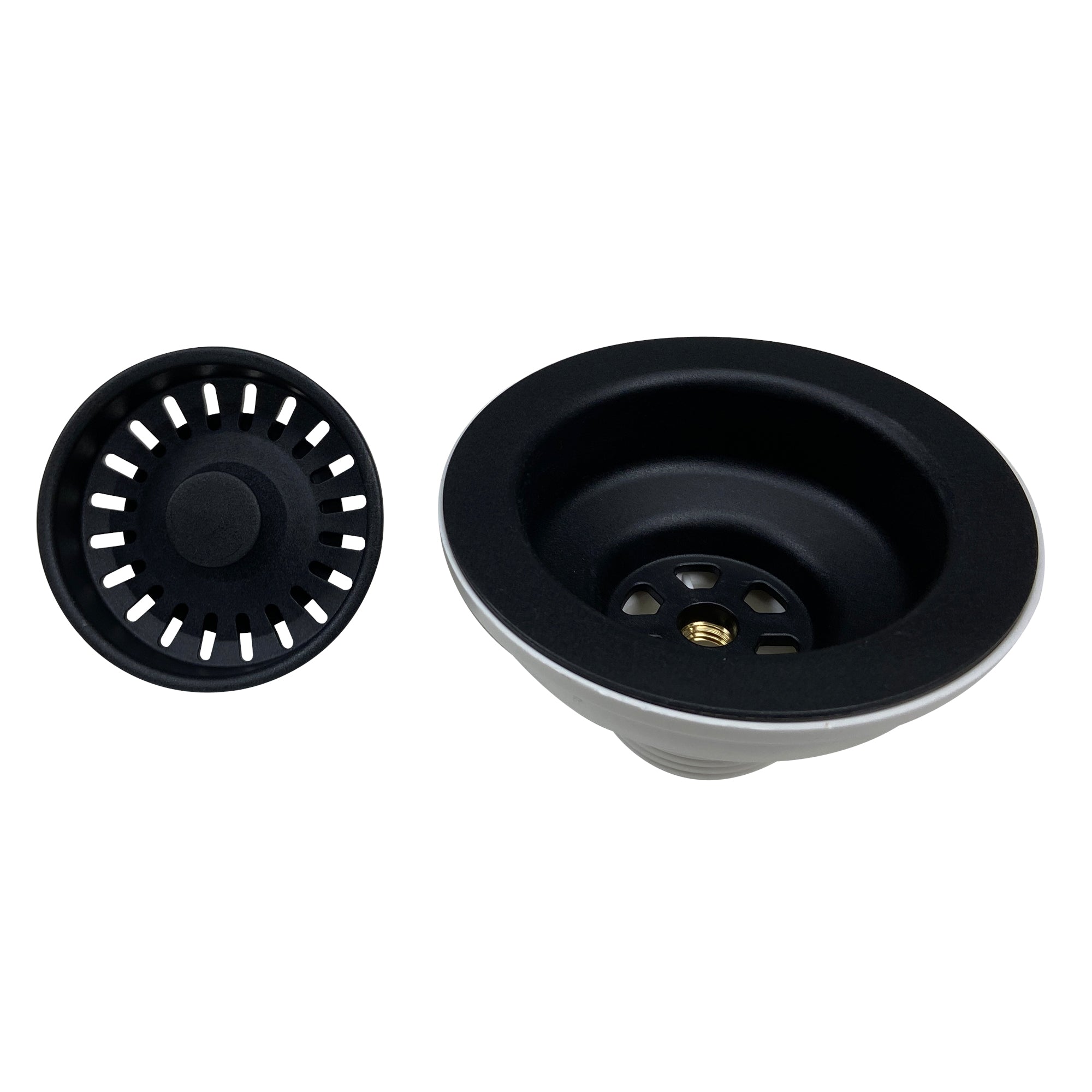 Nantucket Sinks Basket Strainer Kitchen Drain For Granite Composite Sinks - Matte Black, 3.5KD-GCMB