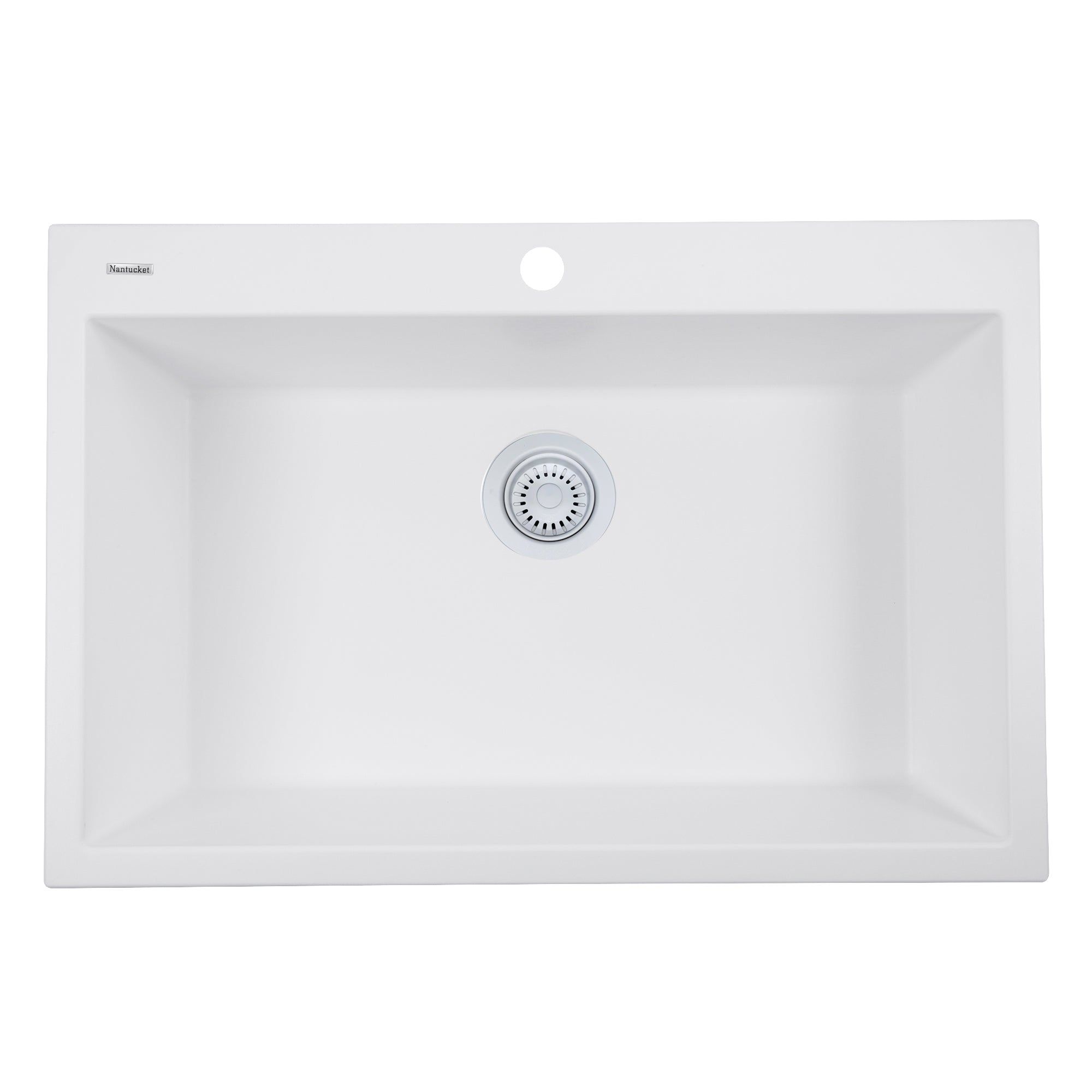 Nantucket Sinks Basket Strainer Kitchen Drain For Granite Composite Sinks - White, 3.5KD-GCW