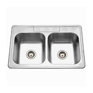 Alternate Image for Houzer 33" Stainless Steel Topmount Double Bowl Kitchen Sink, 18 Gauge, 3322-9BS4-1