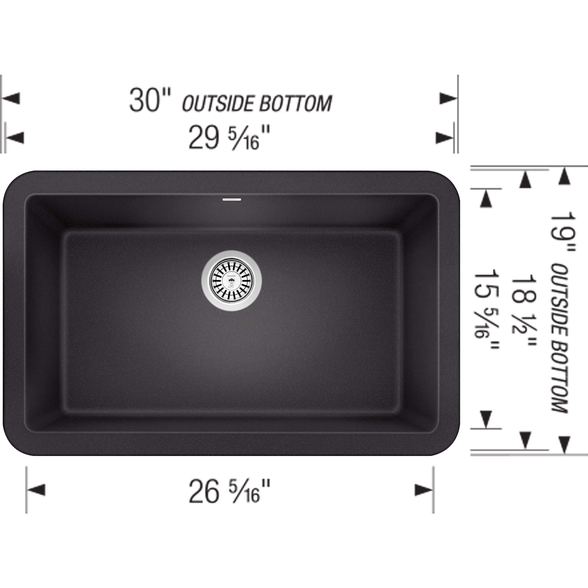 Blanco Ikon 30" Granite Composite Farmhouse Sink, Silgranit, Anthracite, 401732