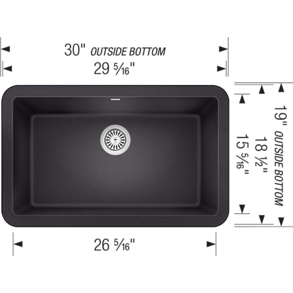 Blanco Ikon 30" Granite Composite Farmhouse Sink, Silgranit, Anthracit