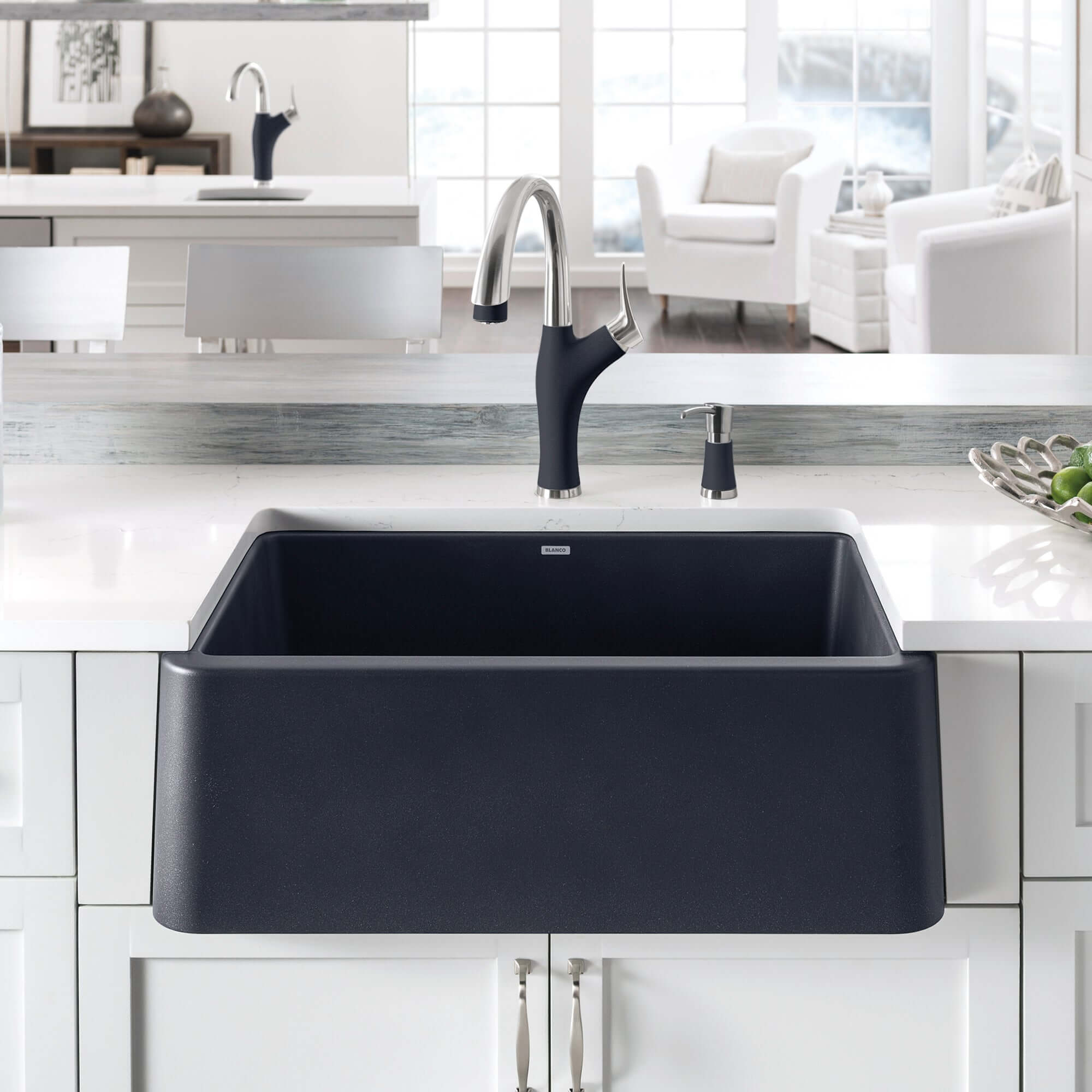 Blanco Ikon 30" Granite Composite Farmhouse Sink, Silgranit, Anthracite, 401732