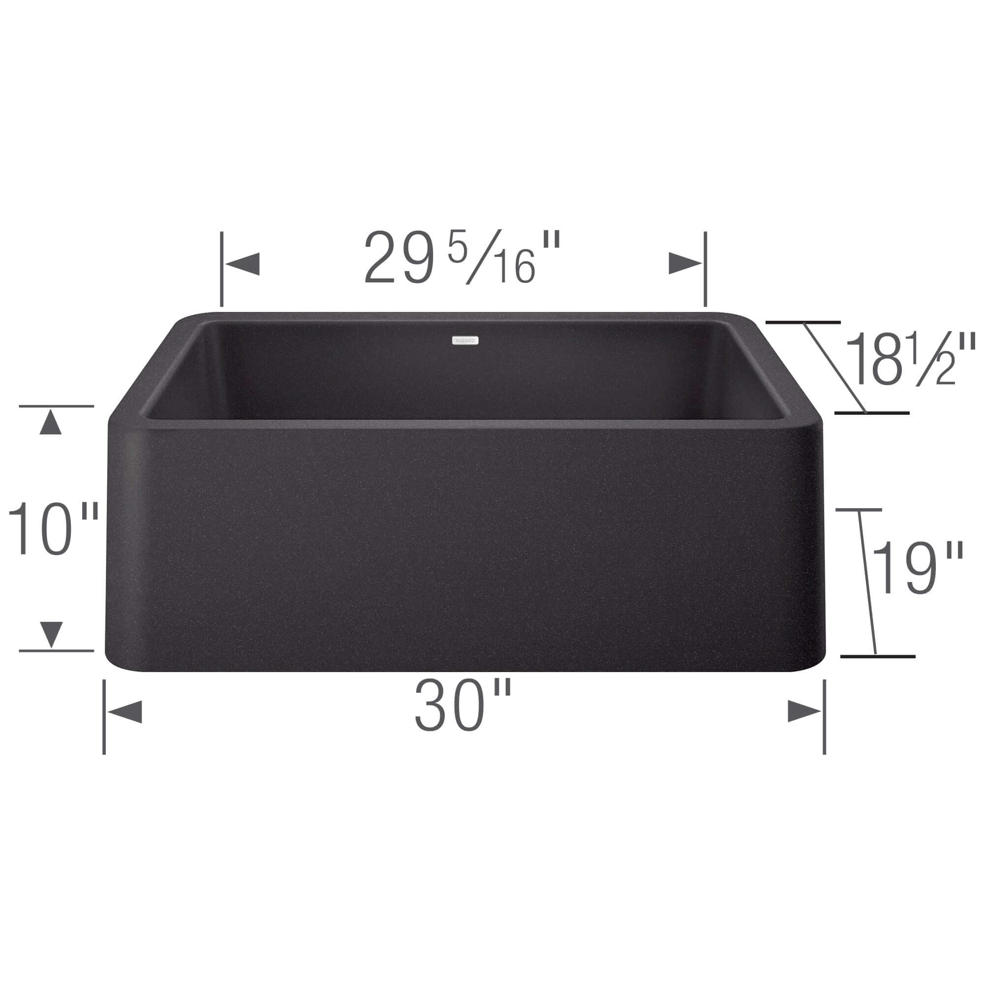 Blanco Ikon 30" Granite Composite Farmhouse Sink, Silgranit, Anthracite, 401732