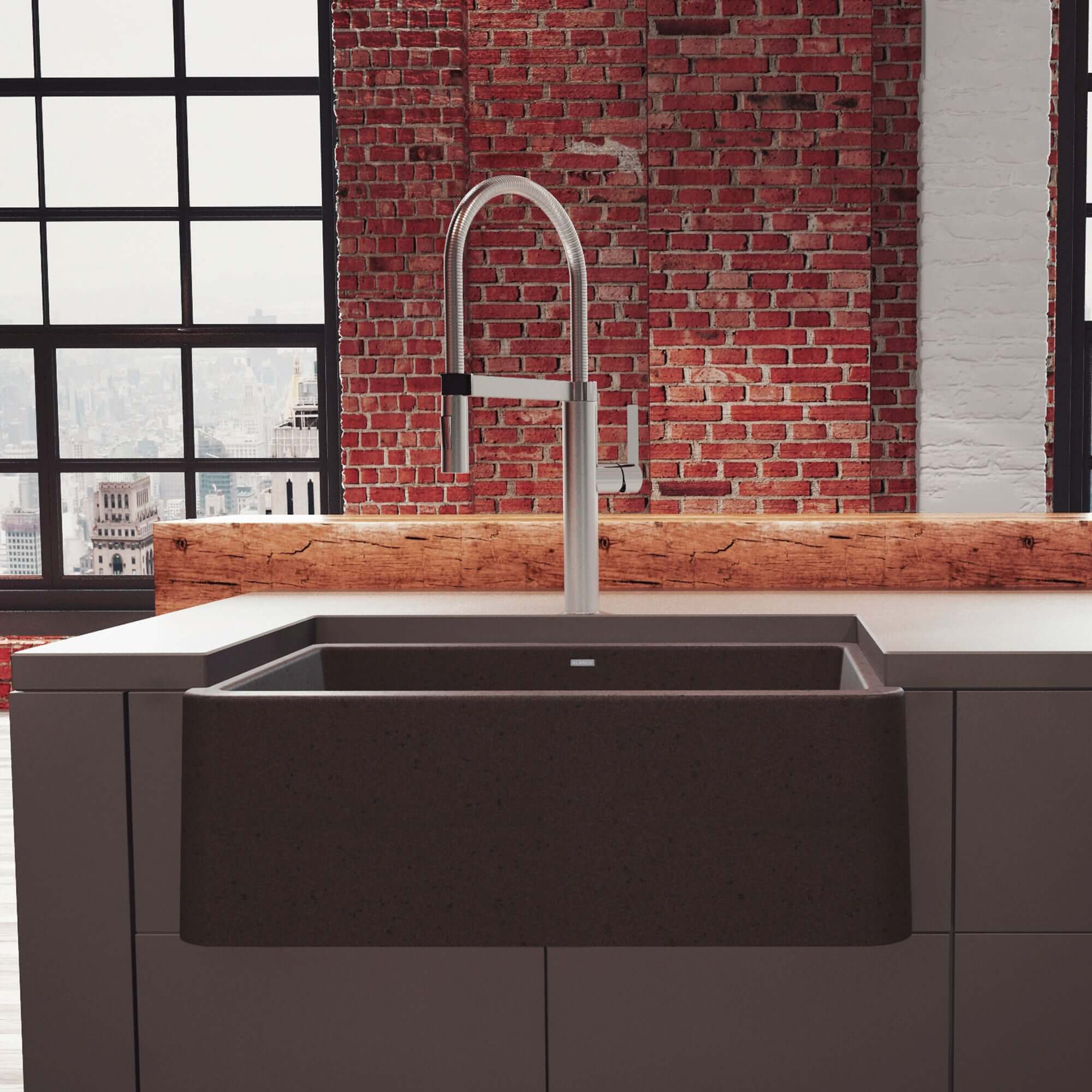 Blanco Ikon 30" Granite Composite Farmhouse Sink, Silgranit, Cafe, 401733