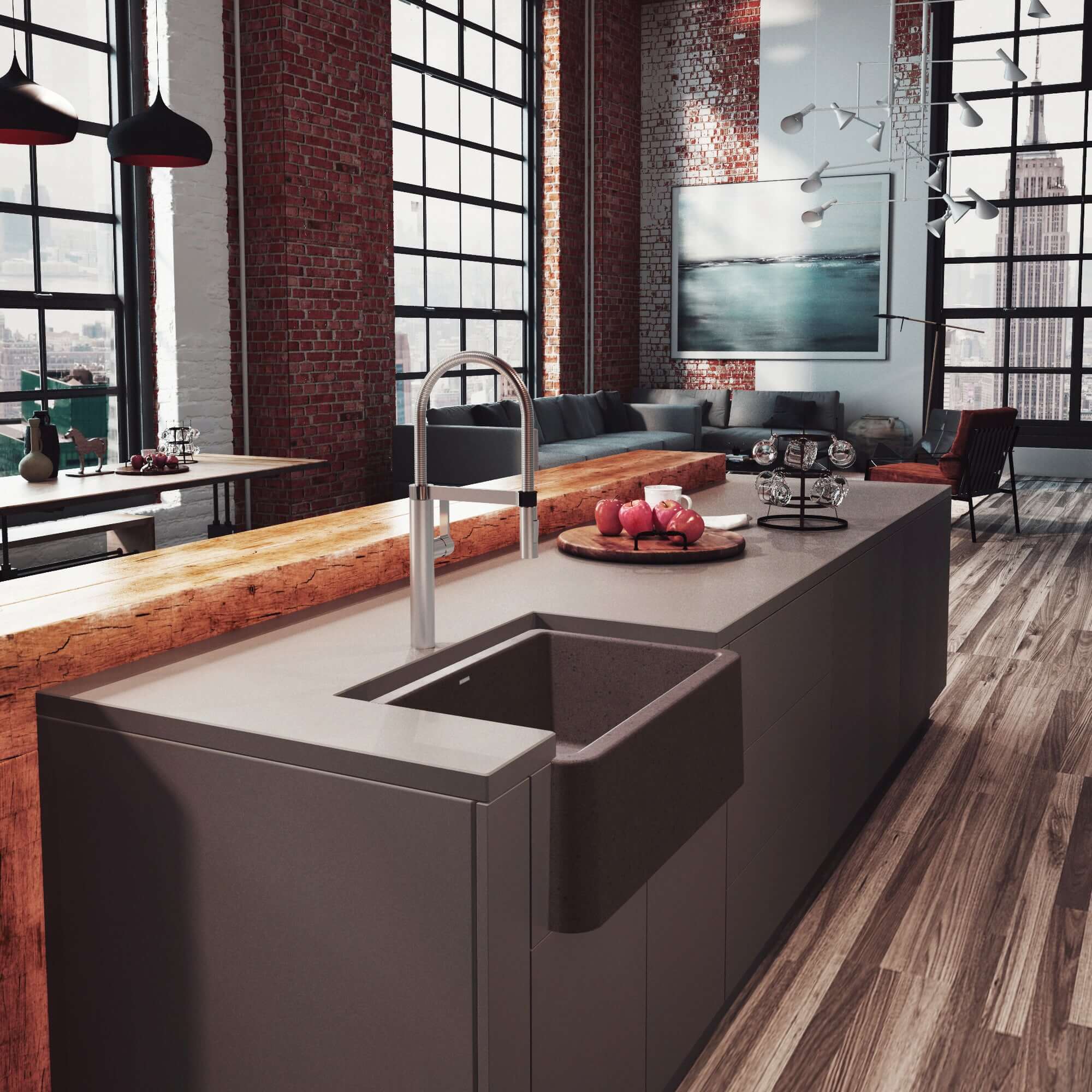 Blanco Ikon 30" Granite Composite Farmhouse Sink, Silgranit, Cafe, 401733