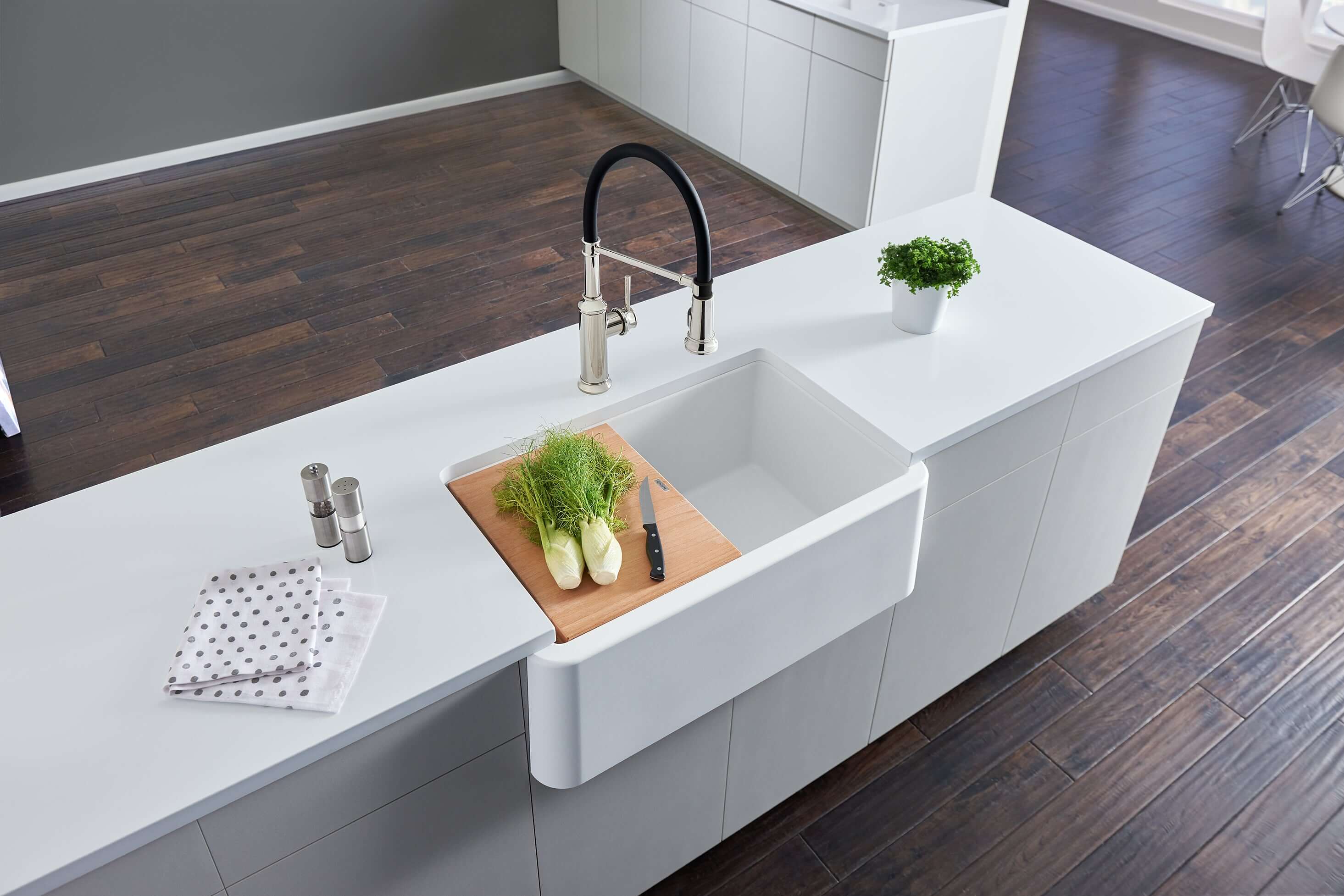 Blanco Ikon 30" Granite Composite Farmhouse Sink, Silgranit, White, 401734