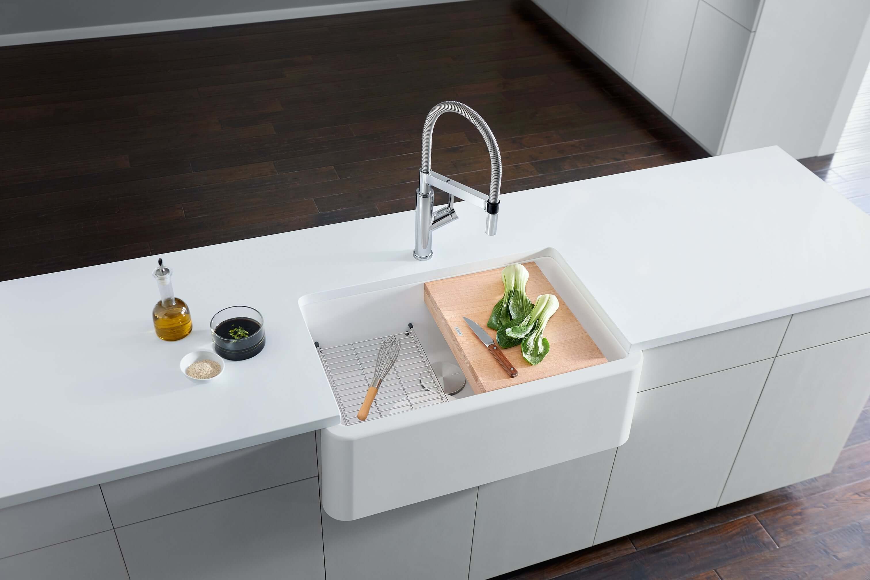 Blanco Ikon 30" Granite Composite Farmhouse Sink, Silgranit, White, 401734