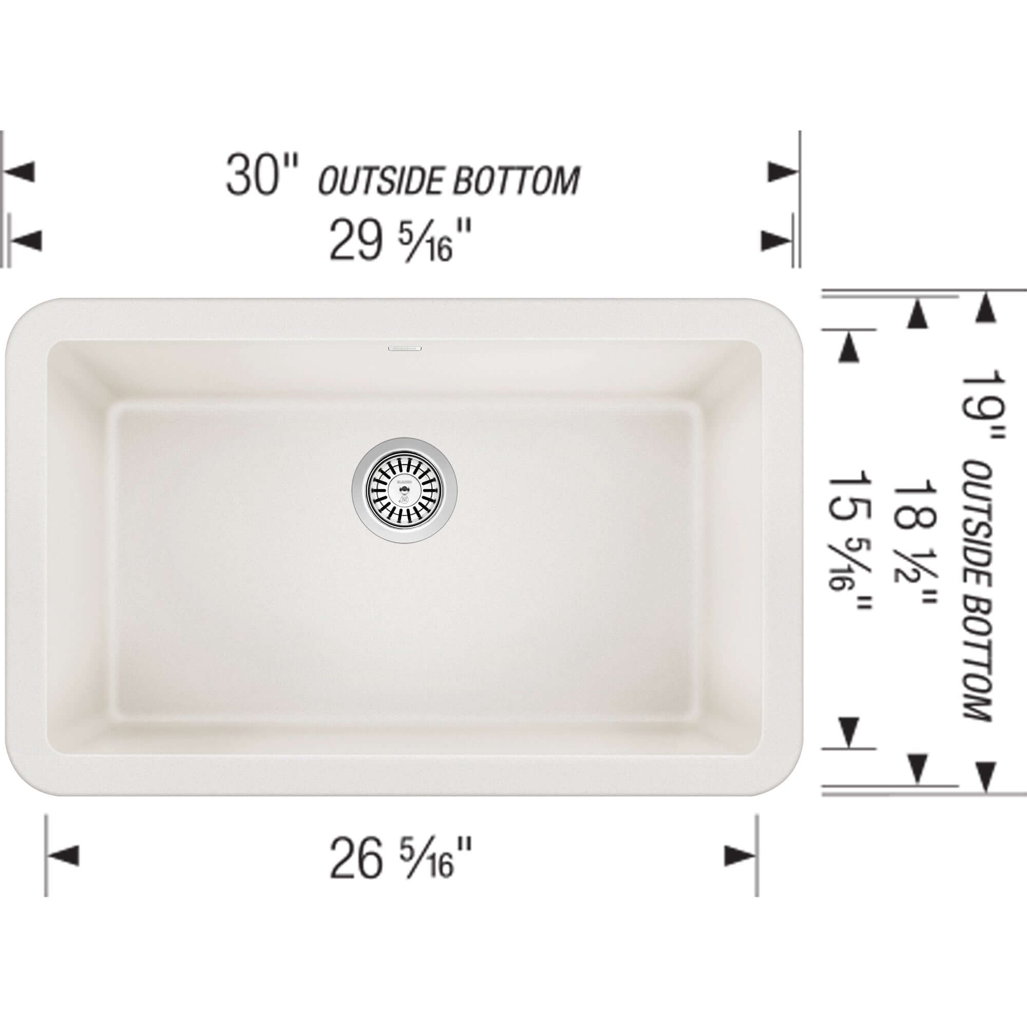 Blanco Ikon 30" Granite Composite Farmhouse Sink, Silgranit, White, 401734