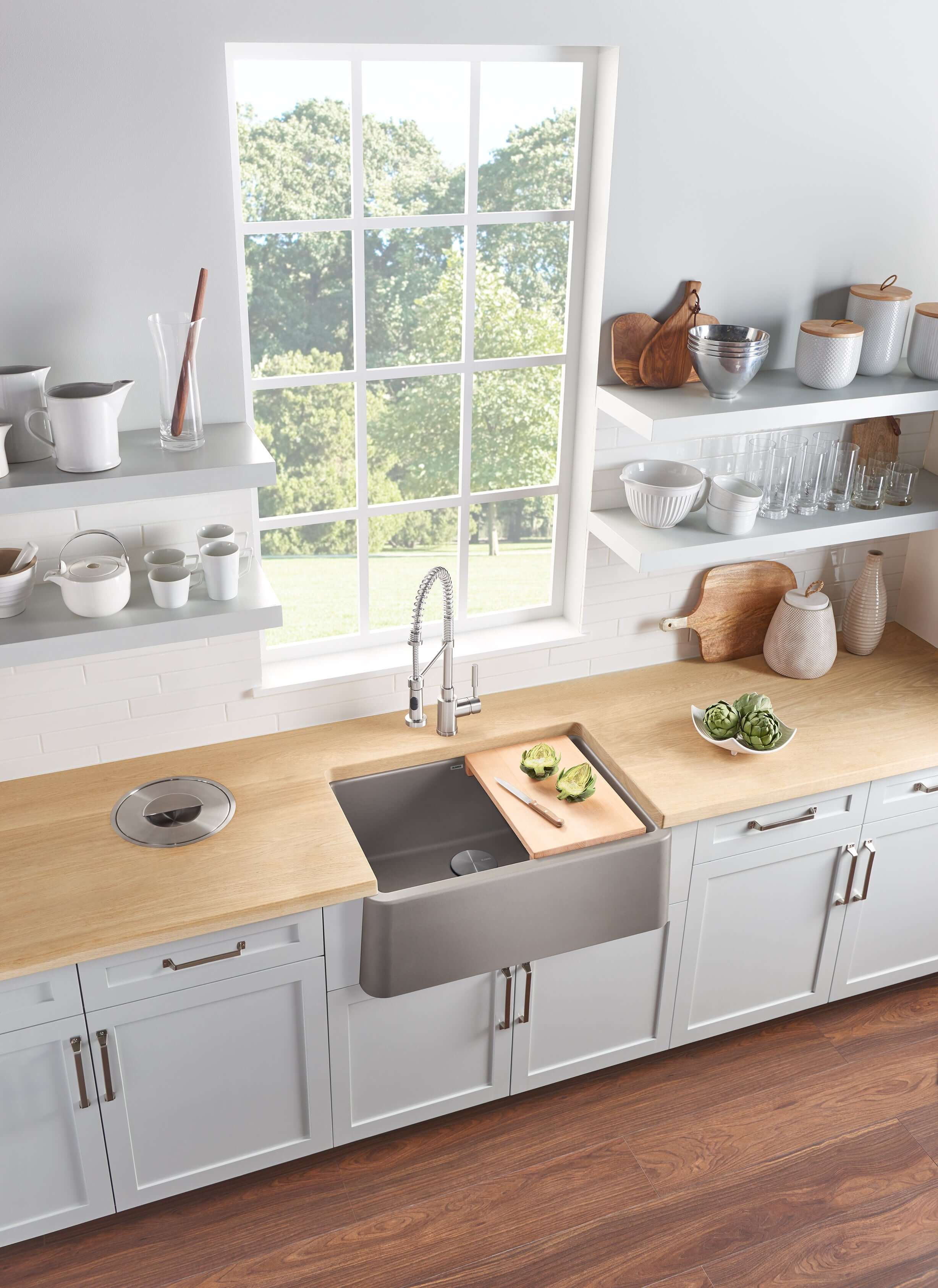 Blanco Ikon 30" Granite Composite Farmhouse Sink, Silgranit, Truffle, 401777