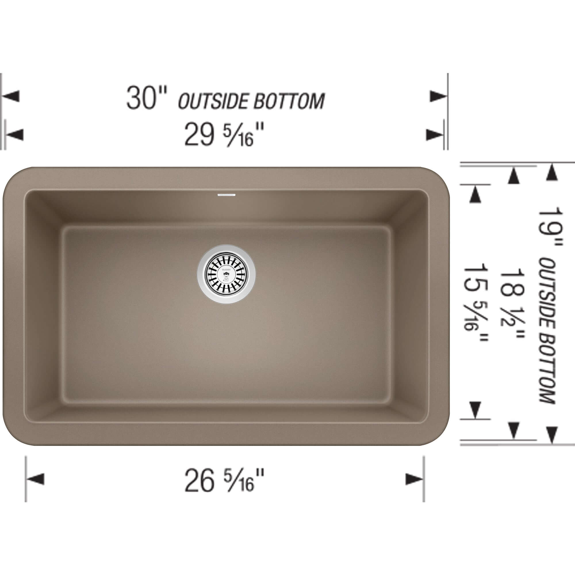 Blanco Ikon 30" Granite Composite Farmhouse Sink, Silgranit, Truffle, 401777
