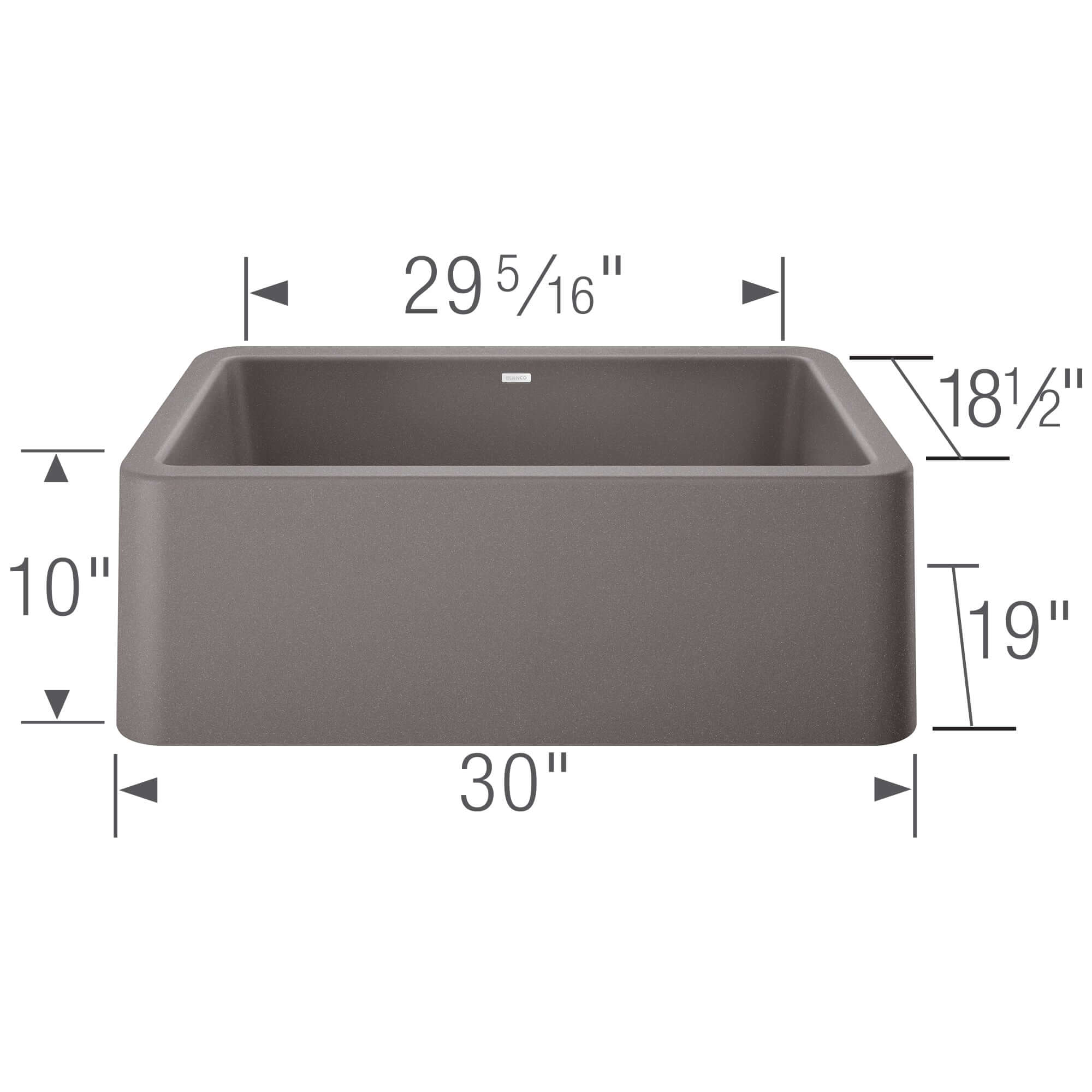 Blanco Ikon 30" Granite Composite Farmhouse Sink, Silgranit, Metallic Gray, 401778