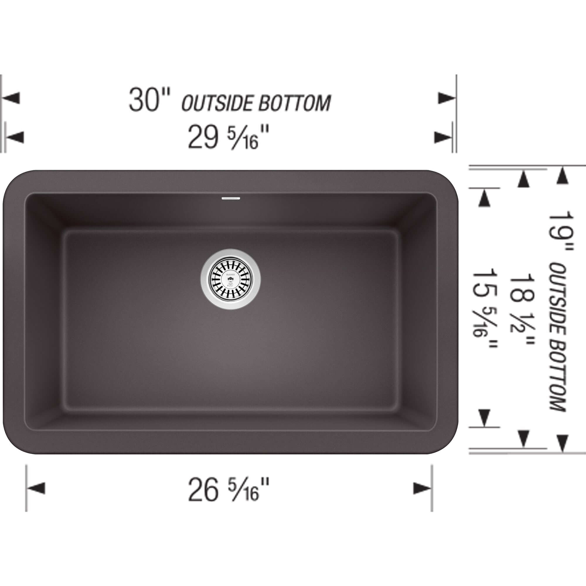 Blanco Ikon 30" Granite Composite Farmhouse Sink, Silgranit, Cinder, 401779