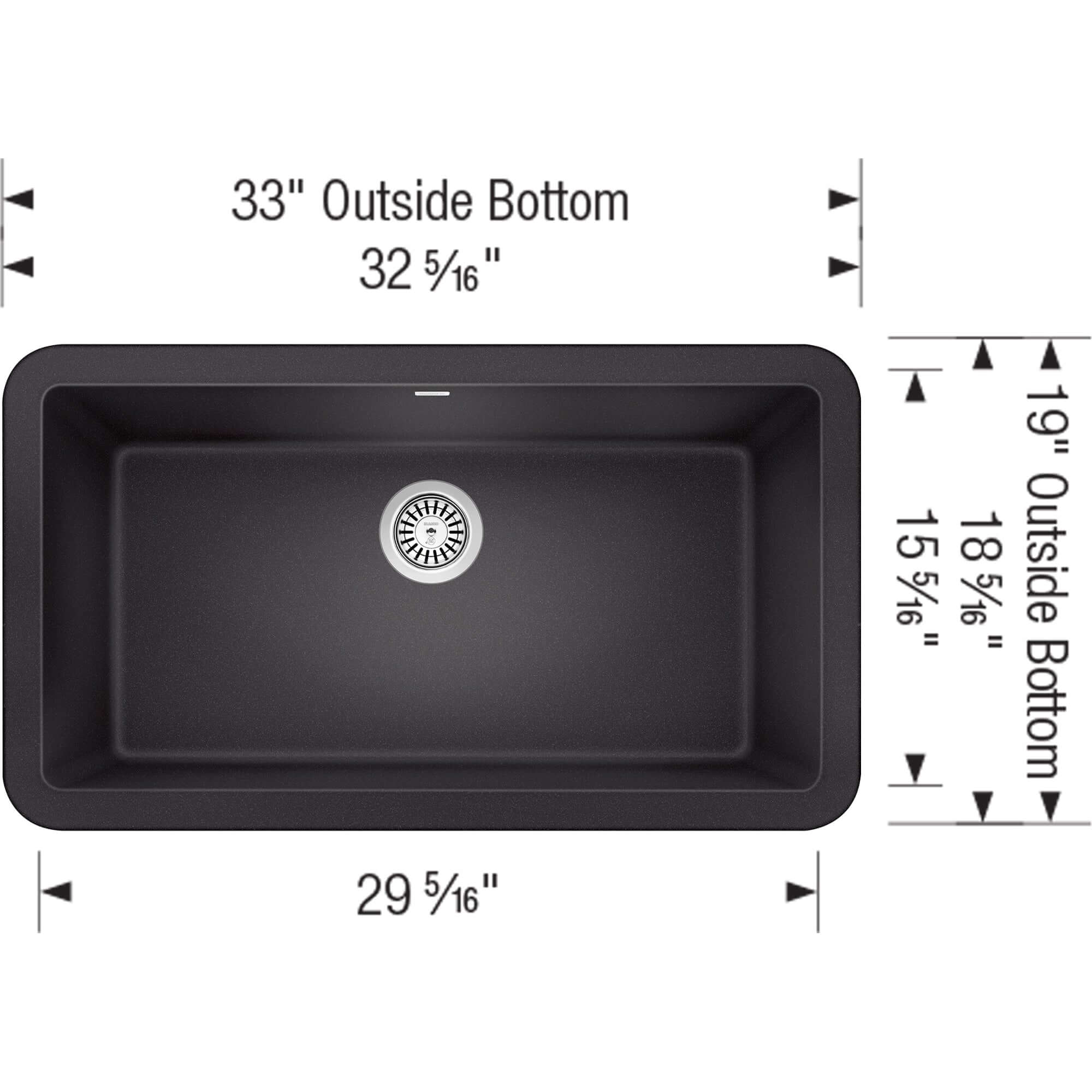 Blanco Ikon 33" Granite Composite Farmhouse Sink, Silgranit, Anthracite, 401895