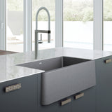 Blanco Ikon 33" Granite Composite Farmhouse Sink, Silgranit, Metallic Gray, 401900