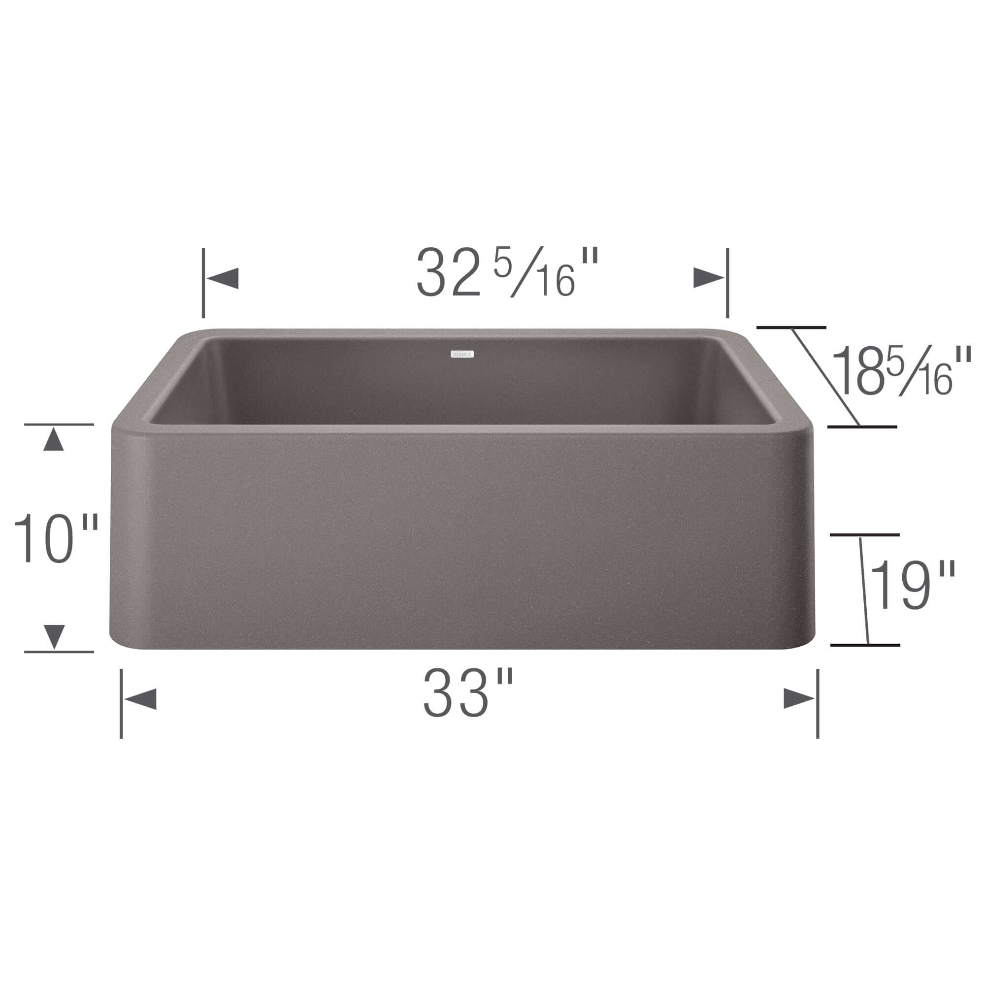 Blanco Ikon 33" Granite Composite Farmhouse Sink, Silgranit, Metallic Gray, 401900