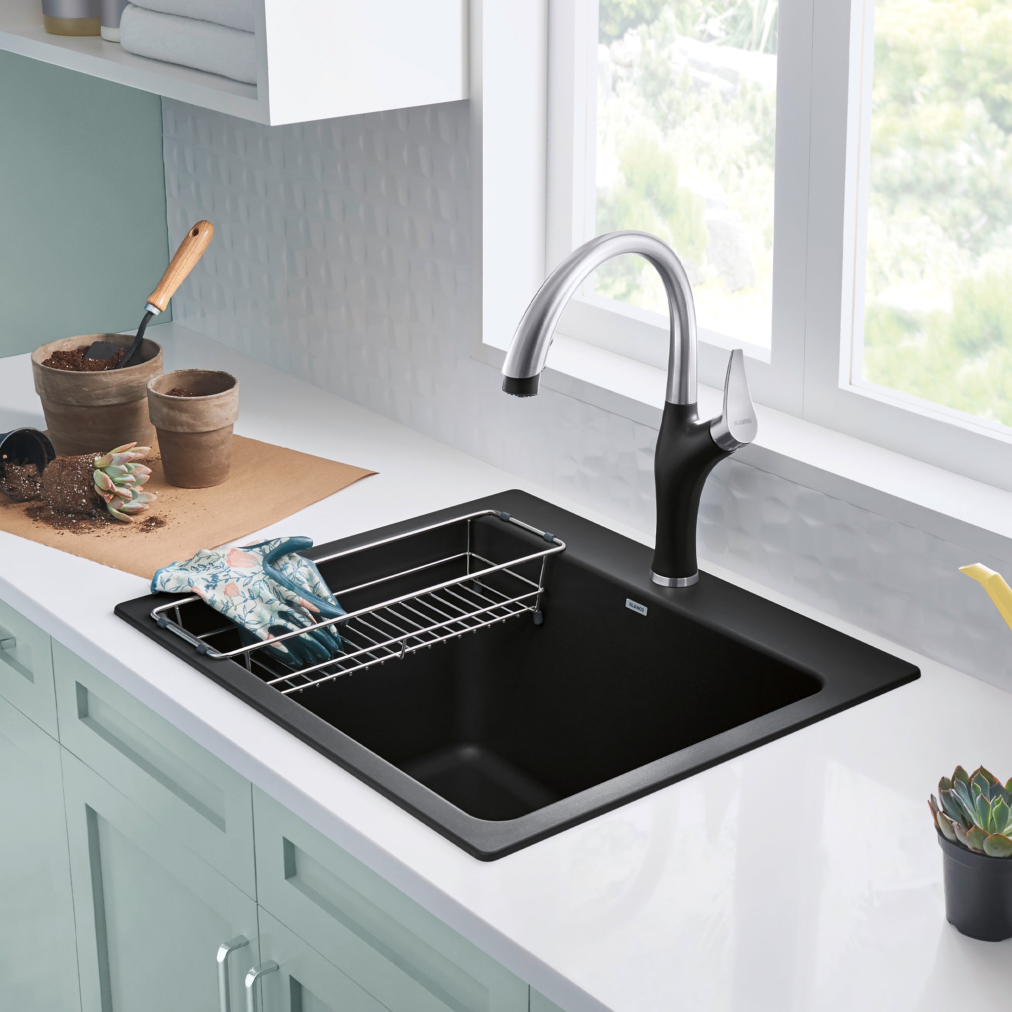 Blanco Liven 25" Dual Mount Granite Composite Laundry Sink, Silgranit, Anthracite, 401920