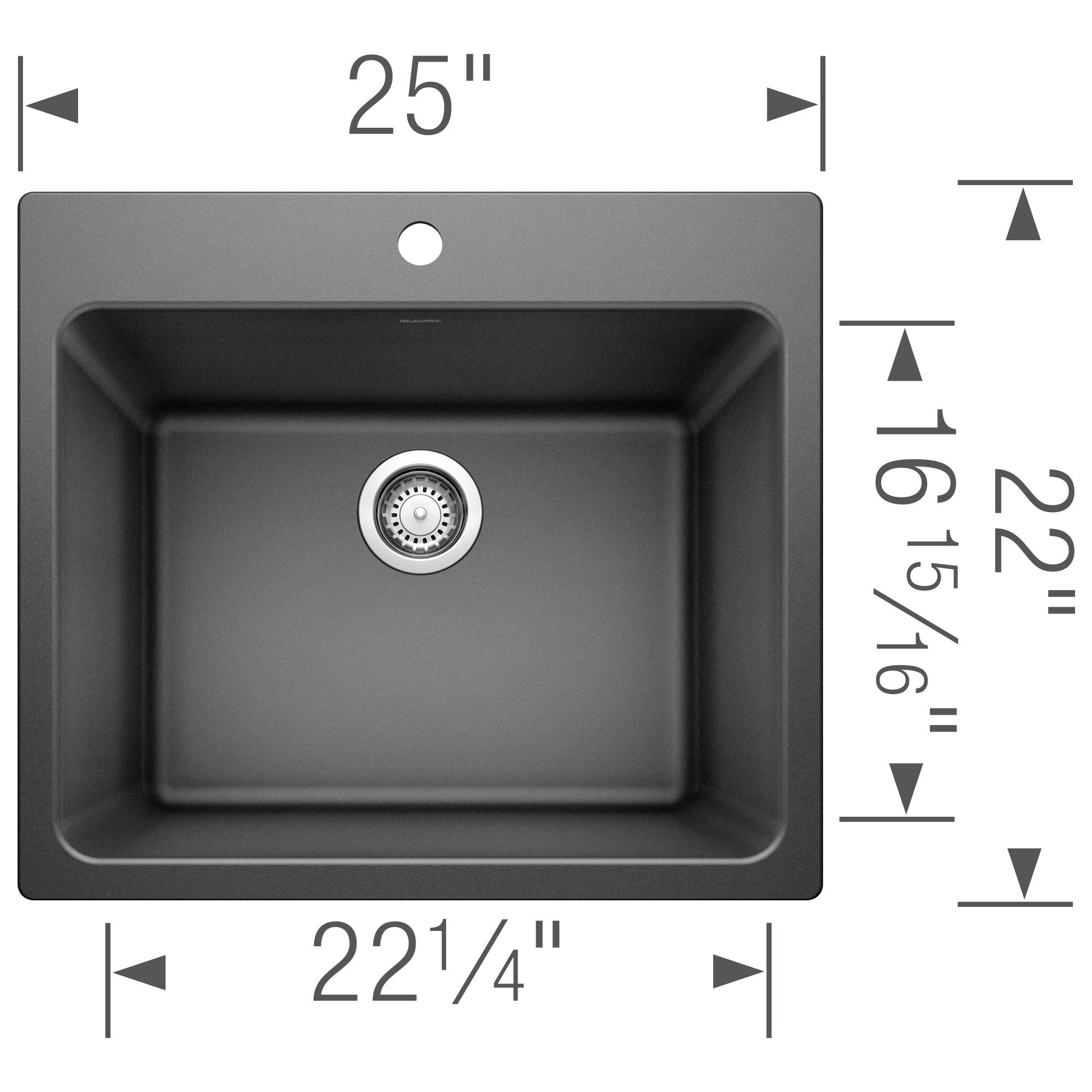 Blanco Liven 25" Dual Mount Granite Composite Laundry Sink, Silgranit, Anthracite, 401920