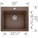 Blanco Liven 25" Dual Mount Granite Composite Laundry Sink, Silgranit, Cafe, 401922