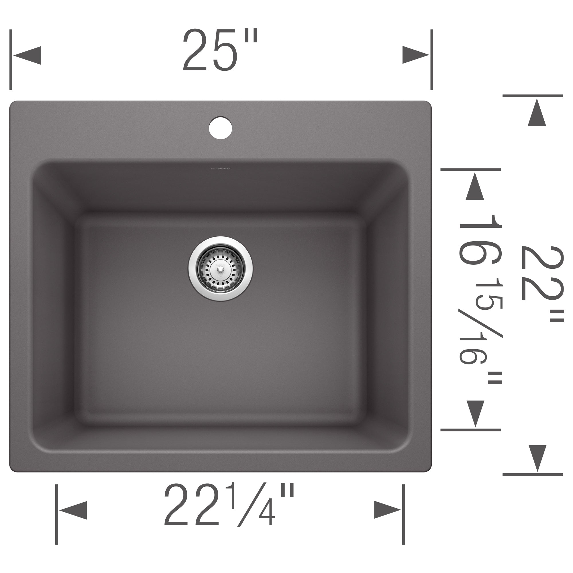 Blanco Liven 25" Dual Mount Granite Composite Laundry Sink, Silgranit, Cinder, 401923