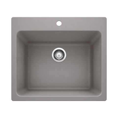 Blanco Liven 25" Dual Mount Granite Composite Laundry Sink, Silgranit, Metallic Gray, 401924