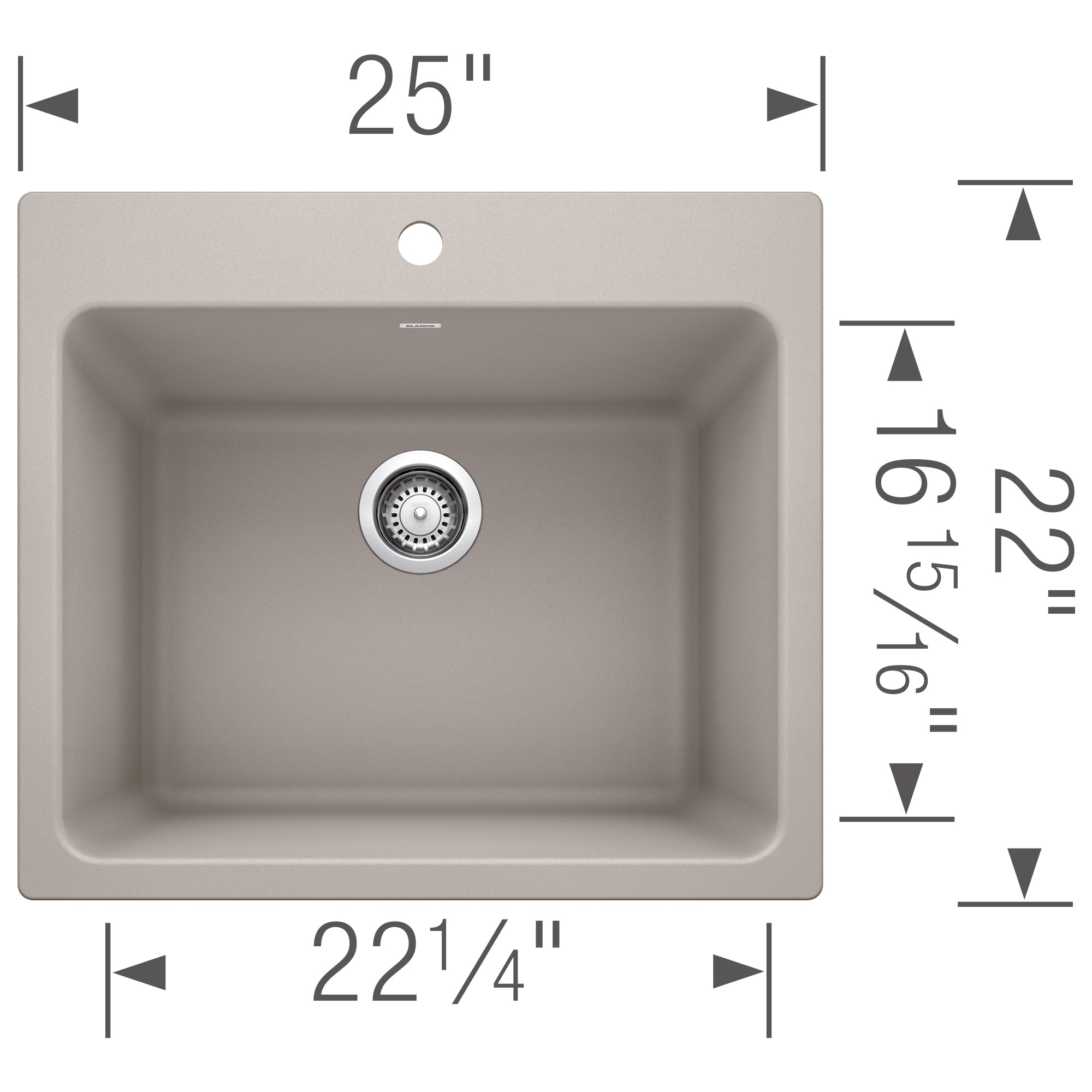 Blanco Liven 25" Dual Mount Granite Composite Laundry Sink, Silgranit, Truffle, 401926