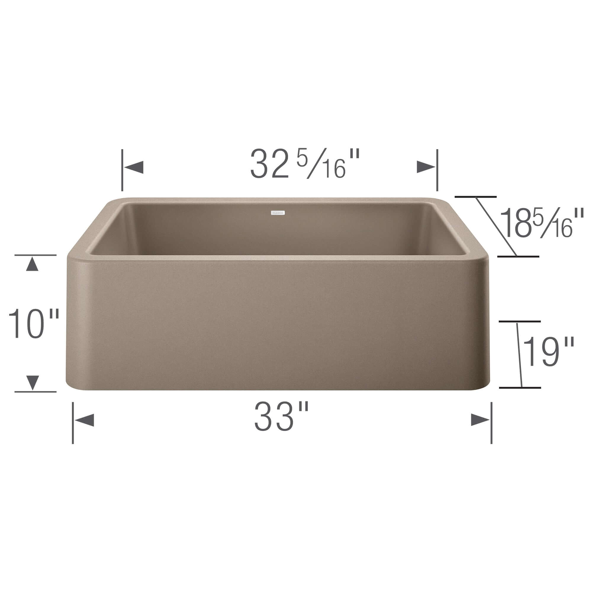 Blanco Ikon 33" Granite Composite Farmhouse Sink, Silgranit, Truffle, 401988