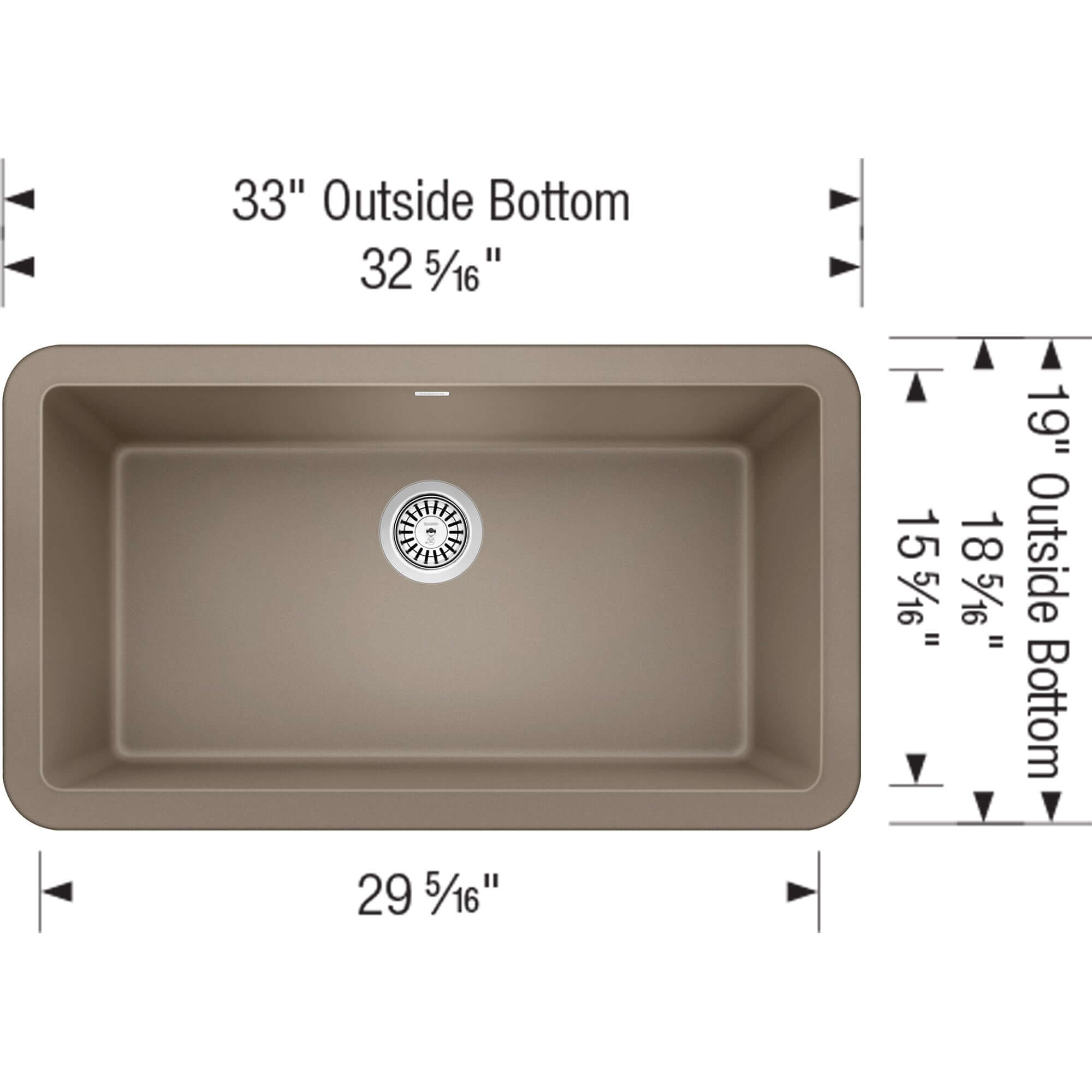 Blanco Ikon 33" Granite Composite Farmhouse Sink, Silgranit, Truffle, 401988