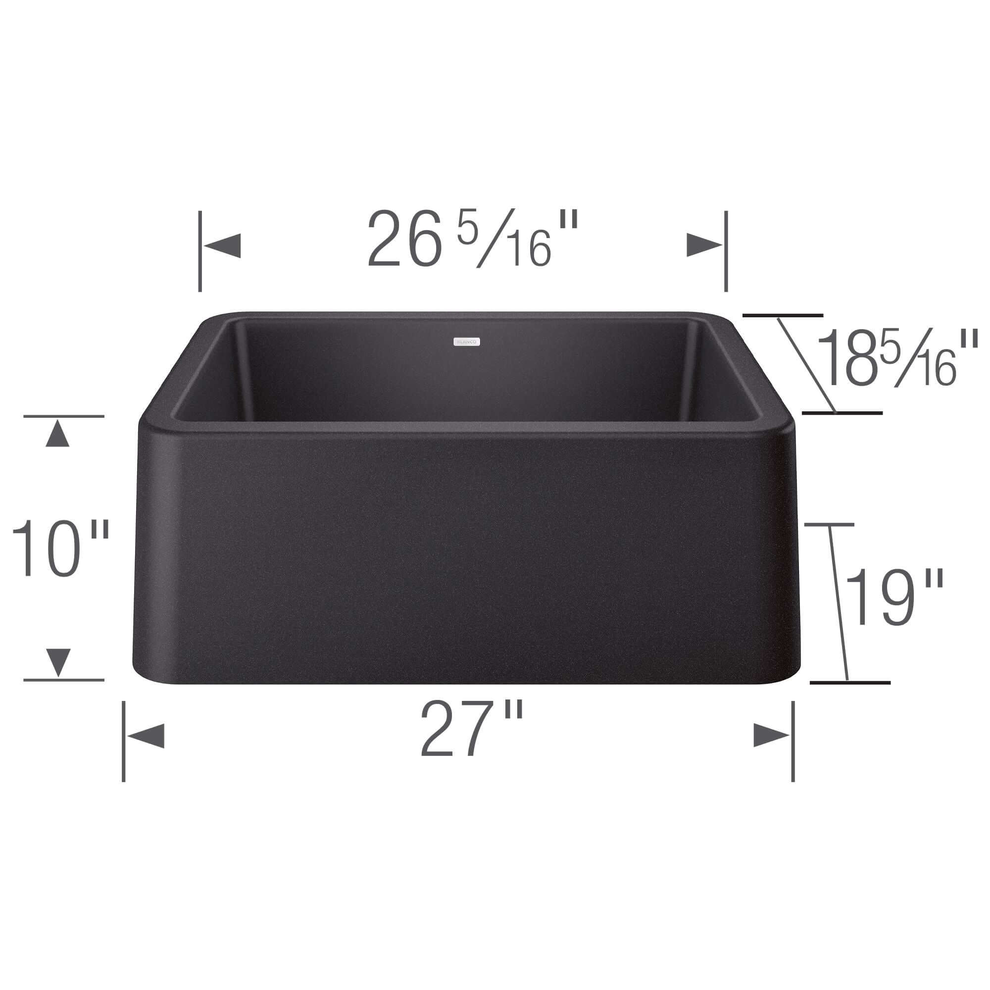 Blanco Ikon 27" Granite Composite Farmhouse Sink, Silgranit, Anthracite, 402311