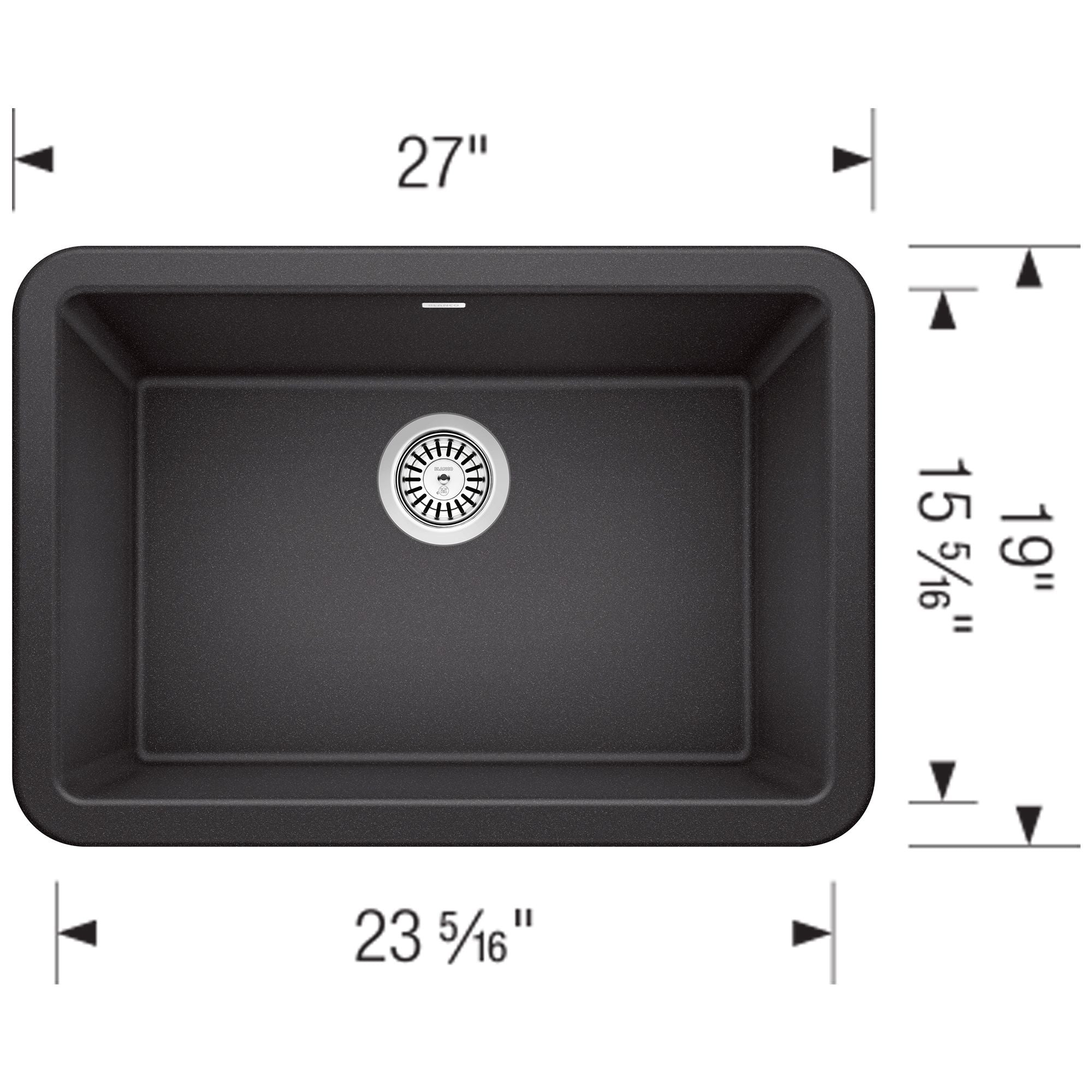 Blanco Ikon 27" Granite Composite Farmhouse Sink, Silgranit, Anthracite, 402311