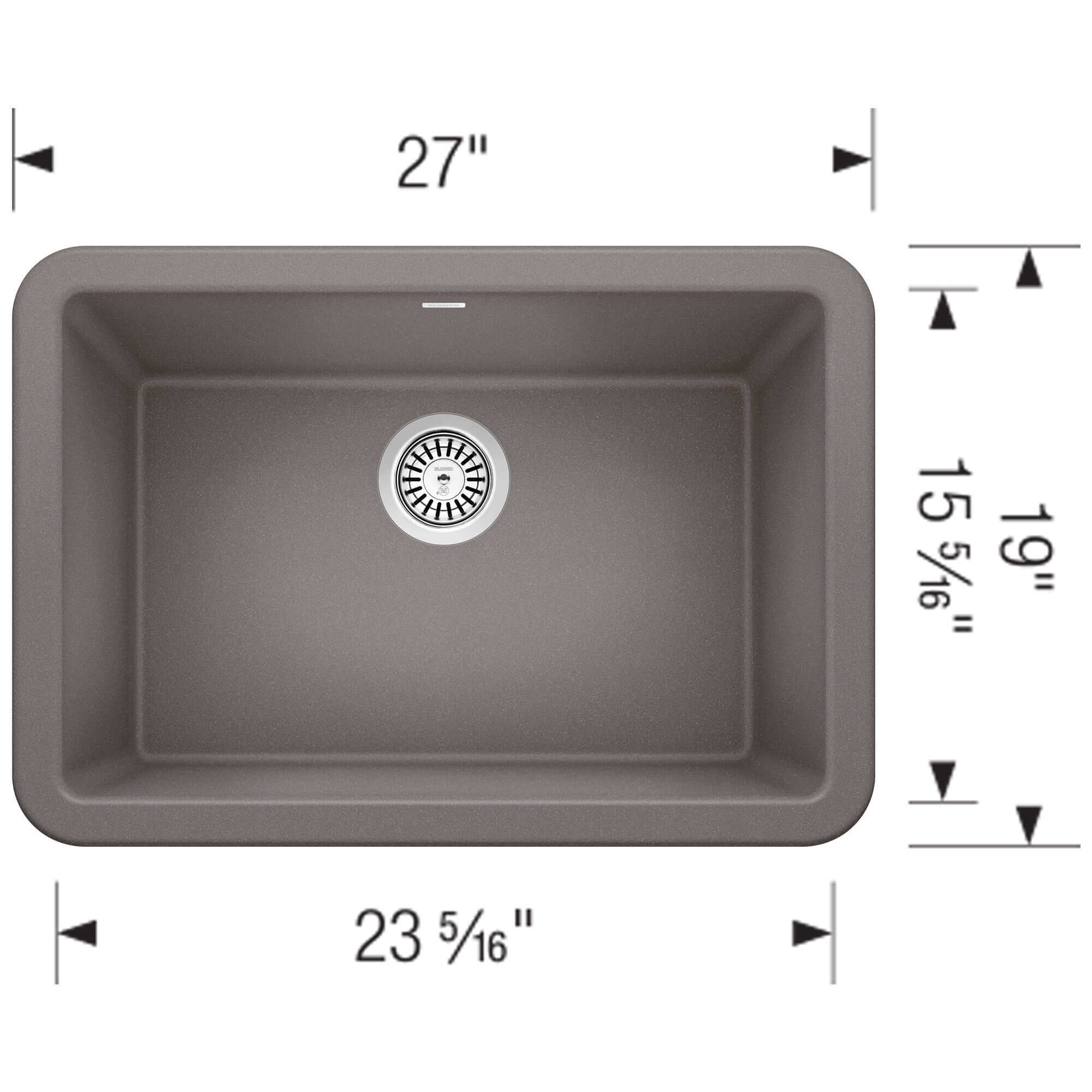 Blanco Ikon 27" Granite Composite Farmhouse Sink, Silgranit, Metallic Gray, 402314