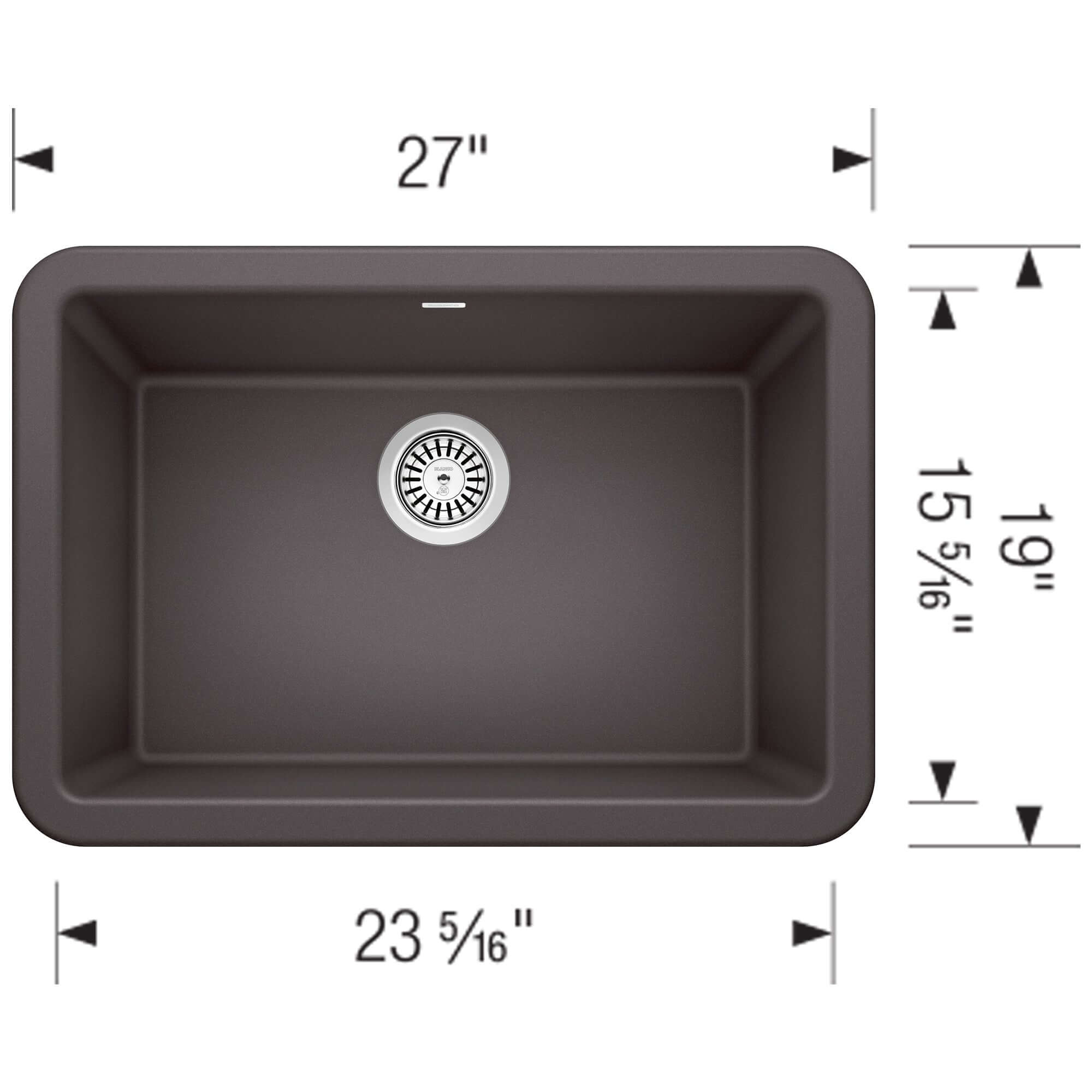 Blanco Ikon 27" Granite Composite Farmhouse Sink, Silgranit, Cinder, 402315