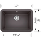 Blanco Ikon 27" Granite Composite Farmhouse Sink, Silgranit, Cinder, 402315