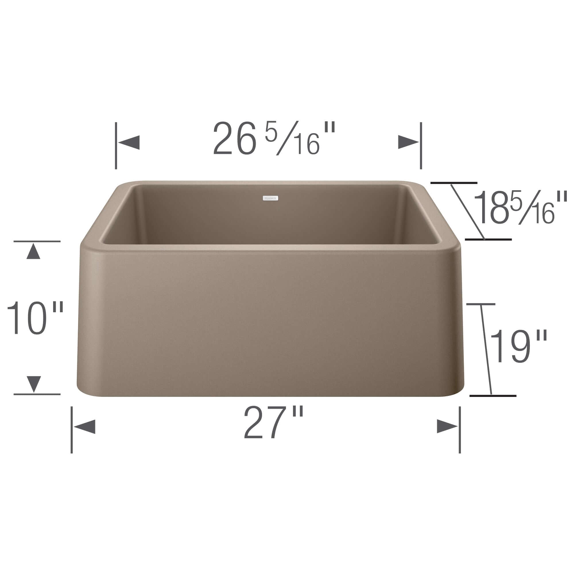 Blanco Ikon 27" Granite Composite Farmhouse Sink, Silgranit, Truffle, 402318
