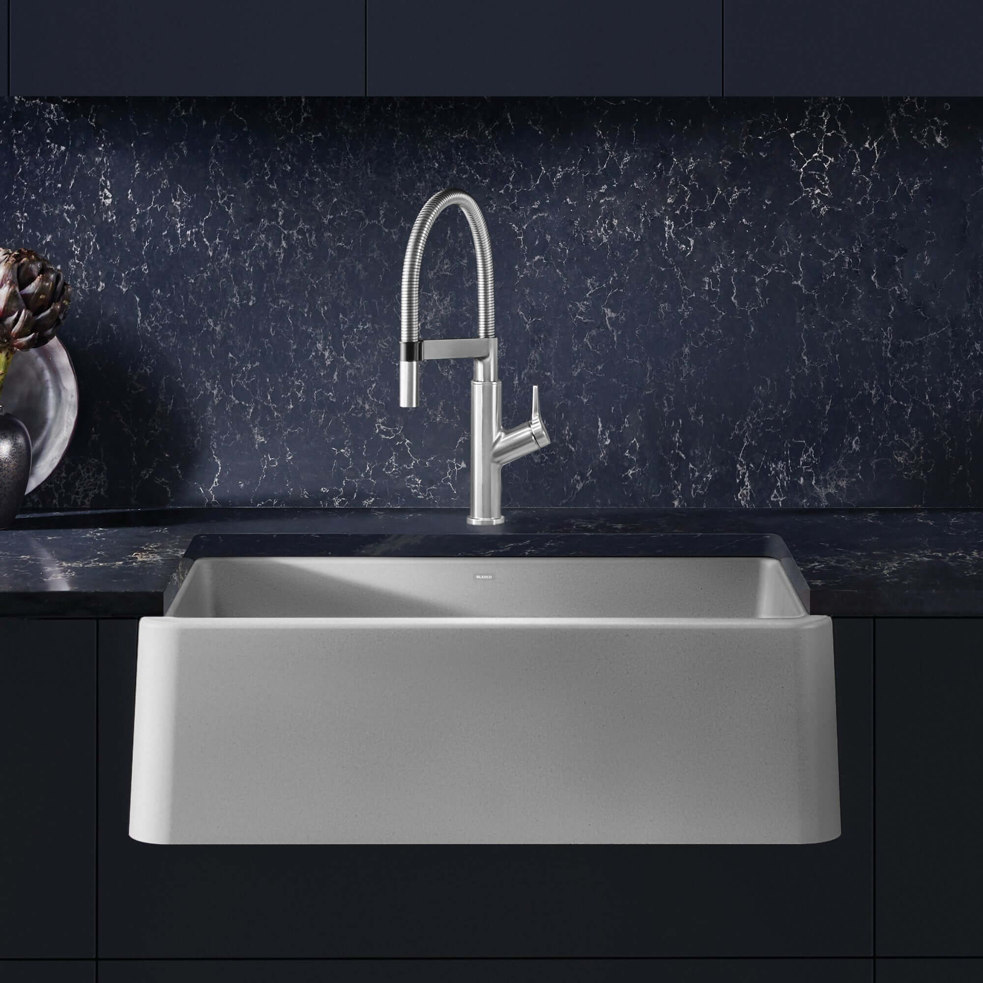Blanco Ikon 33" Granite Composite Farmhouse Sink, Silgranit, Concrete Gray, 402320