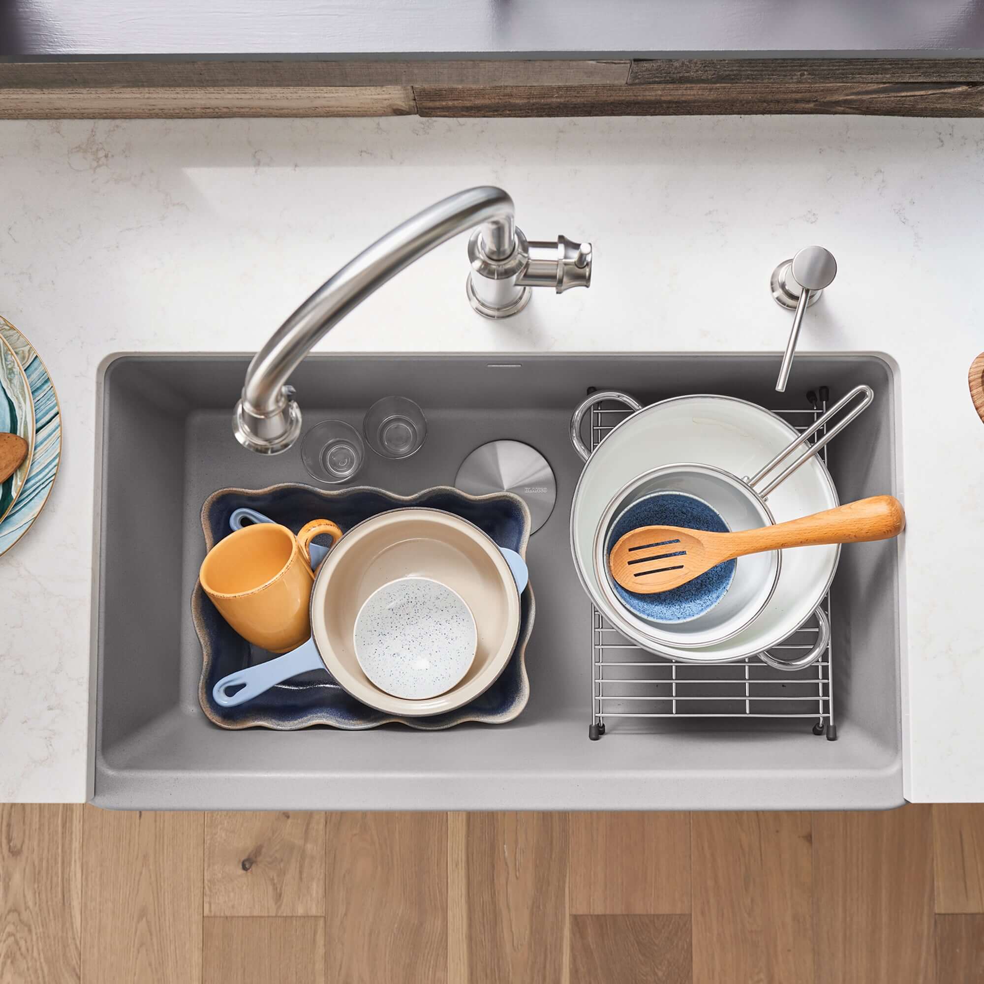 Blanco Ikon 33" Granite Composite Farmhouse Sink, Silgranit, Concrete Gray, 402320