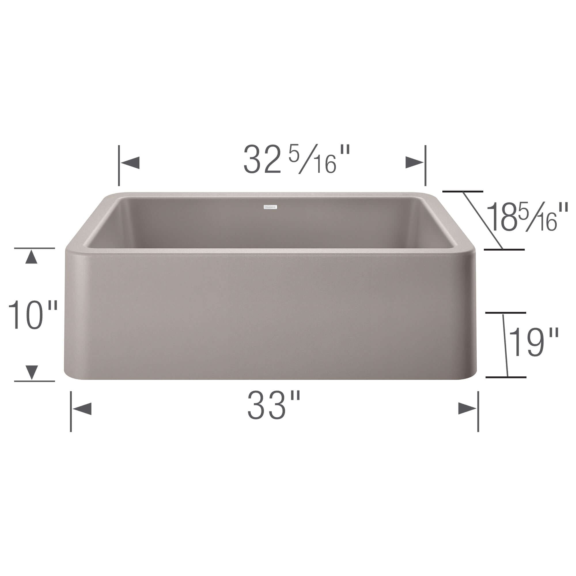 Blanco Ikon 33" Granite Composite Farmhouse Sink, Silgranit, Concrete Gray, 402320