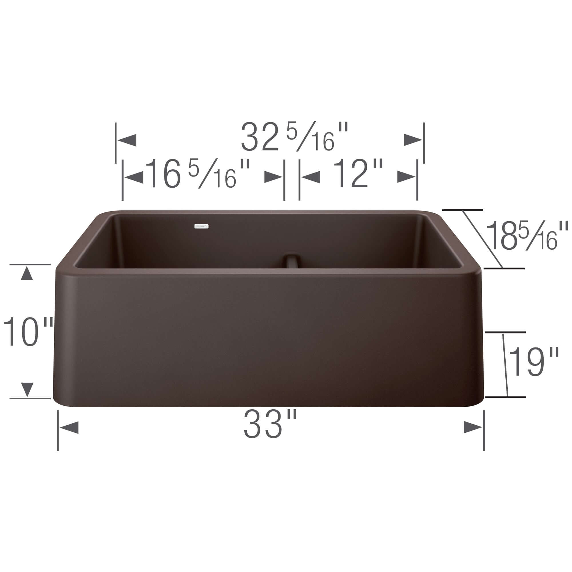 Blanco Ikon 33" Granite Composite Farmhouse Sink, Silgranit, 60/40 Double Bowl, Cafe, 402323